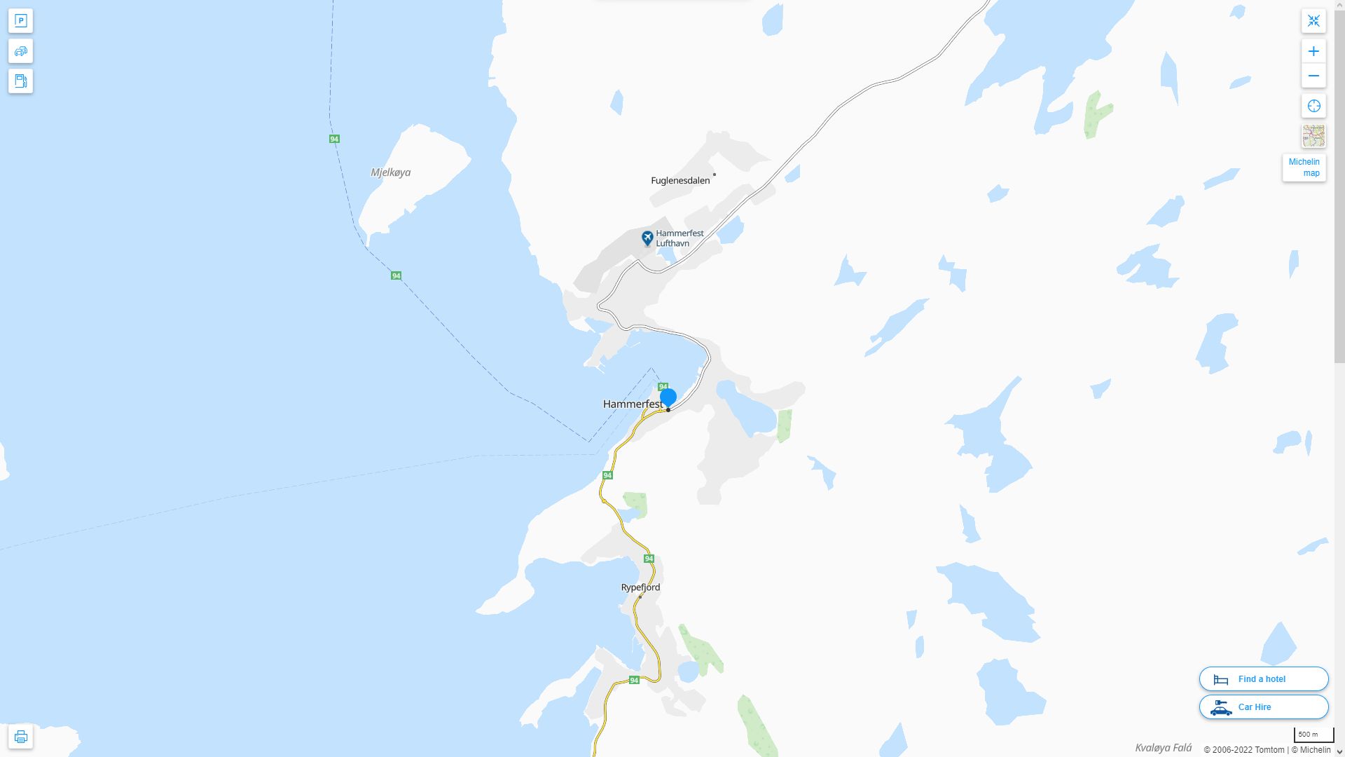Hammerfest Highway and Road Map